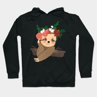 cute little sloth with flower crown Hoodie